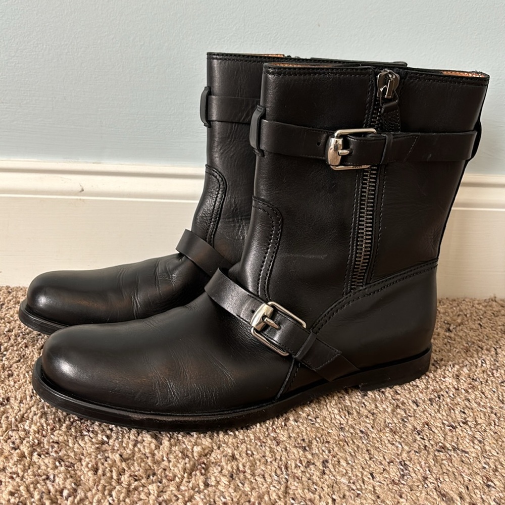 Gucci men's Edie moto boot Sz 9.5 black leather AUTHENTIC